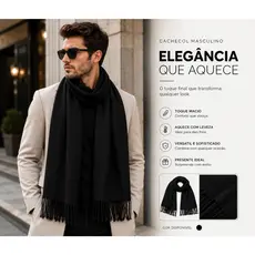 Cachecol Preto de Lã Masculino Térmico de Inverno Motoboy Motoqueiro