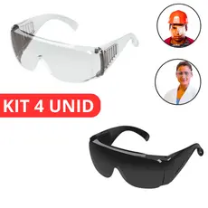 Kit 4 Und Oculos Epi Segurança Proteçao Uv Ca Sobrepor Ao de Grau Fume Incolor Cipa Proteção Pessoal