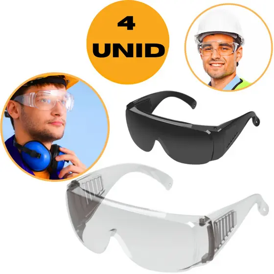 Oculos Epi Segurança Uv Ca Sobrepor Ao De Grau Fume Incolor Cipa Proteção Pessoal kit 4 Unid