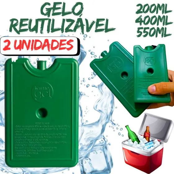 2 Unid Gelox Gelo Reutilizavel Gelo Rigido Mini 200ml Pequeno 400ml Grande 500ML TermoGel