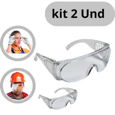 kit 2 Óculos Segurança Epi Proteção Para Sobrepor Ao De Grau Incolor Anti-Risco Construção Civil