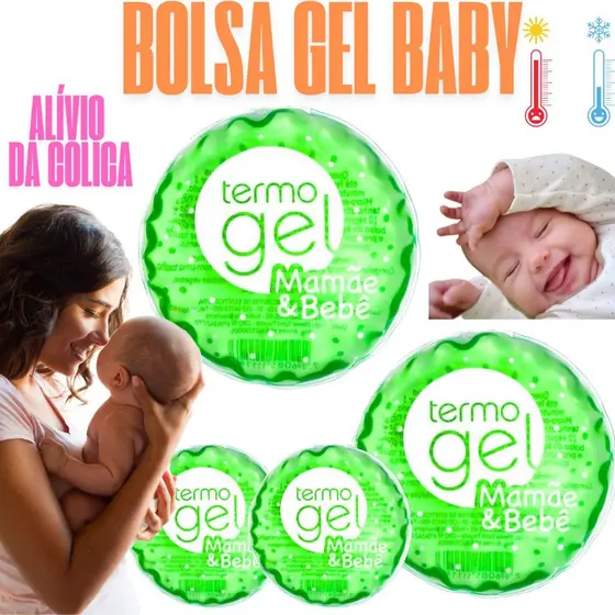 kit 1/4 Bolsa Gel Alivio Cólica Dores Vacina Mamâe Bebê Baby Compressa Quente Fria Dores Gases Termogel