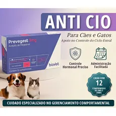 ANTI CIO PARA CADELAS E GATAS Prevegest 5mg OU 20mg - 12 Comprimidos - Biovet