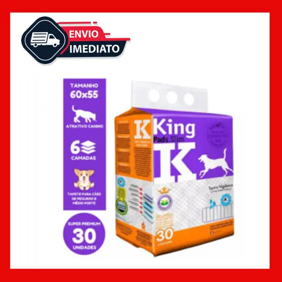 Tapete Higiênico Cachorro Pet King Pads Slim 60x55 Com 30un