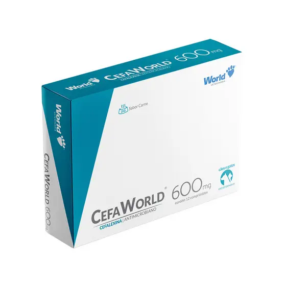 Antibiótico CefaWorld 600mg para Cães e Gatos - 12 Comprimidos - Cartela Avulsa