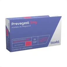 Prevegest 5mg Anticoncepcional Gatas e Cadelas - 12 Comprimidos Biovet