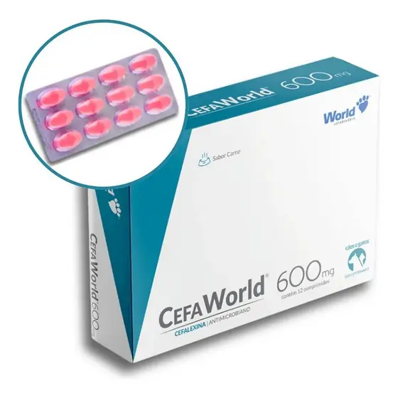 CefaWorld 600 mg Cães e Gatos Com 12 Comprimidos - World