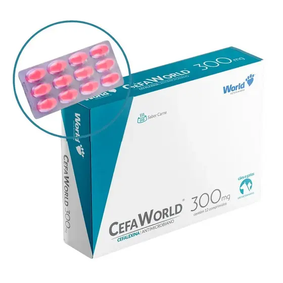 CefaWorld 300 mg Cães e Gatos Com 12 Comprimidos - World