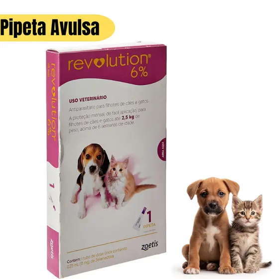 Antipulgas Revolution 6% para Cães e Gatos Filhotes até 2,5kg