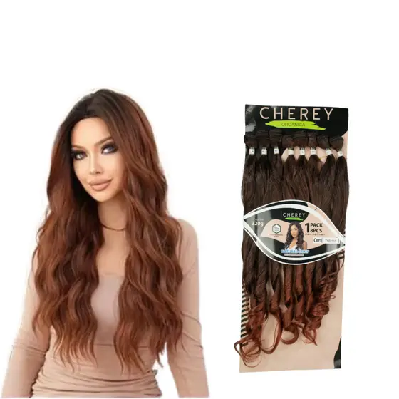 Cabelo Orgânico Ondulado Premium Cherey Natural Crimp 320g 8pcs