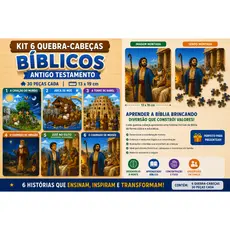 Jogo infantil Quebra-Cabeças Bíblicos 6 unidades– Antigo Testamento | 30 Peças | 13x19 cm | Educativo Infantil