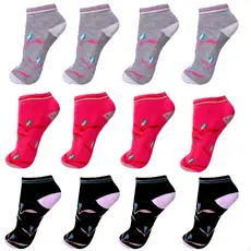 12 Pares de Meia Feminina Soquete Estampada Sortidas 34-40