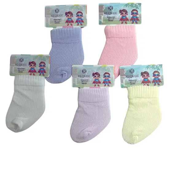 Kit 12 Pares de Meias para Bebê Recém Nascido - Saída de maternidade Sortidas - 0 a 06 meses