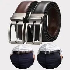 Cinto Masculino Couro Dupla Face 2 Em 1 Preto e Marrom Premium Elegante