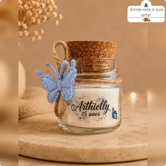 Kit Mini Vela Aromática Personalizada Vegana Lembrancinha Batizado/Casamento Chá de Bebê Kit 10/15/20/30/40/50