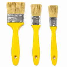 Pincel Trincha para Pintura Cabo Amarelo Kit com 3 Unidades