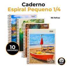 Kit 10 Cadernos Pequeno 14x20 96fls Capa Flexível 1/4 Paisagem Atacado