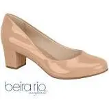 Sapato Social Feminino Beira Rio Conforto Original Verniz Nude Salto Grosso Super Confortável
