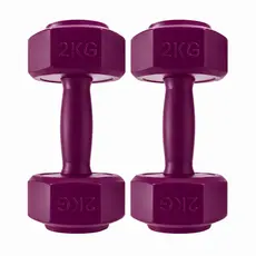 Par de Halteres 2kg Sextavado Roxo Revestido em Antiderrapante para Musculação Academia Treino em Casa Pilates Fisio