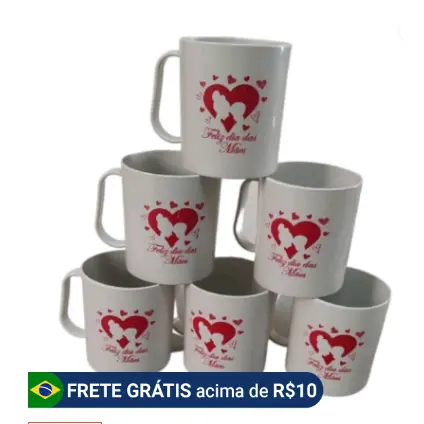Kit 10 Canecas Plástico Feliz Dia Das Mães Presente Lembrancinha