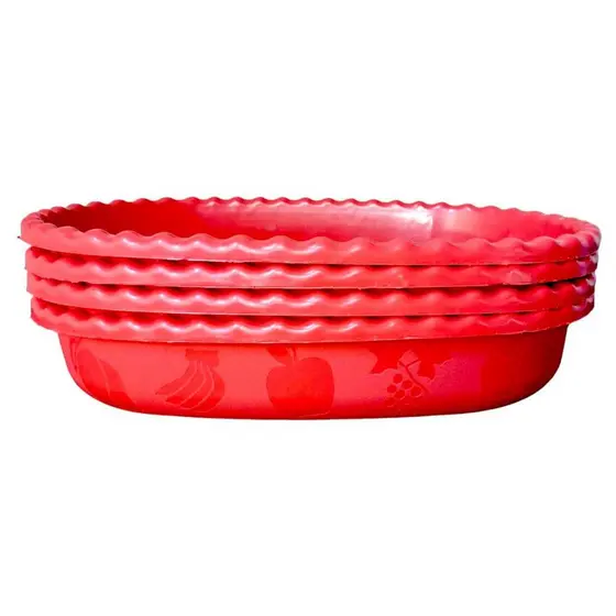 kit com 2  Saladeira Grandes Fruteira Multiuso Tigela Pote Vasilha Plástica 3 Litros Vermelha