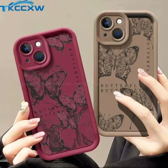 Com Samsung A32 A25 A24 A23 A22 A21S A15 A14 Estojo Vintage Dreamy Black White Butterfly Casais Olhos Frios Capa Macia