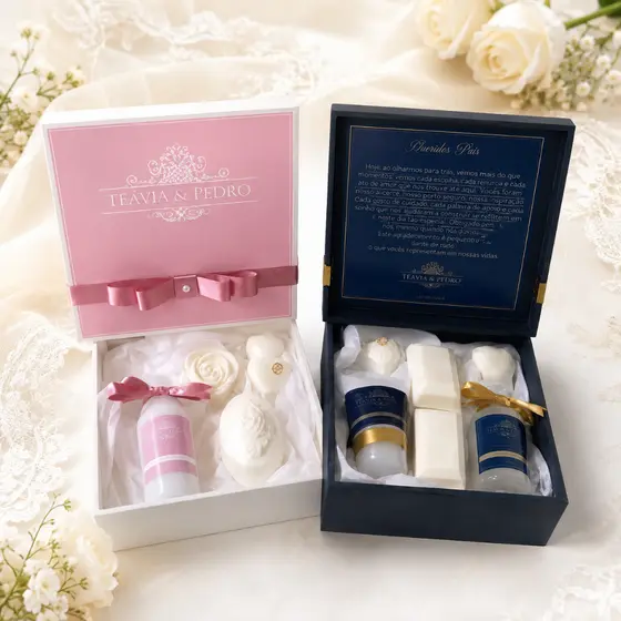 Kit 2 Caixas Convite Personalizadas para Padrinhos, Pais dos Noivos e Batizado Casamento