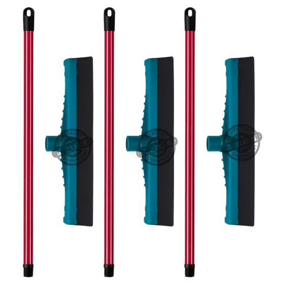 3 Rodos Plástico 30cm EVA Duplo com Cabo – Secagem Rápida, Puxa Água Forte, Limpeza Eficiente Turbo