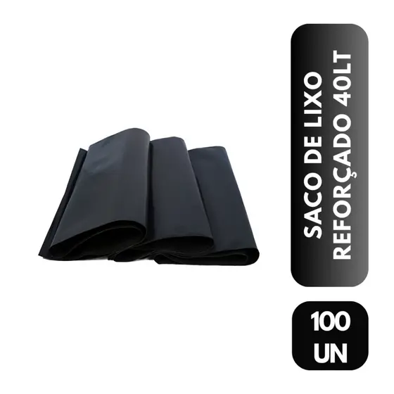 Saco de Lixo 40 Litros Preto Extra Forte – Pacote 100 Unidades Reforçado Limpeza Pesada Durável Plus