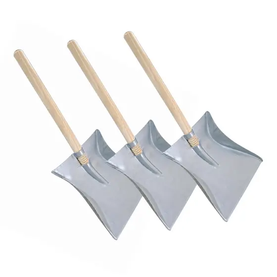 3 Pás de Lixo Aço Galvanizado Cabo Curto Reforçada Limpeza Doméstica Profissional Resistente Durável