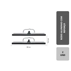 2 Rodos Alumínio 60cm Grande EVA Duplo Com Reforço Sem Cabo Multiuso Limpeza Profissional Doméstica