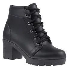 Botas Feminina Coturno Salto Tratorado Cano Curto Macio Napa Preto - Mania de Mulher