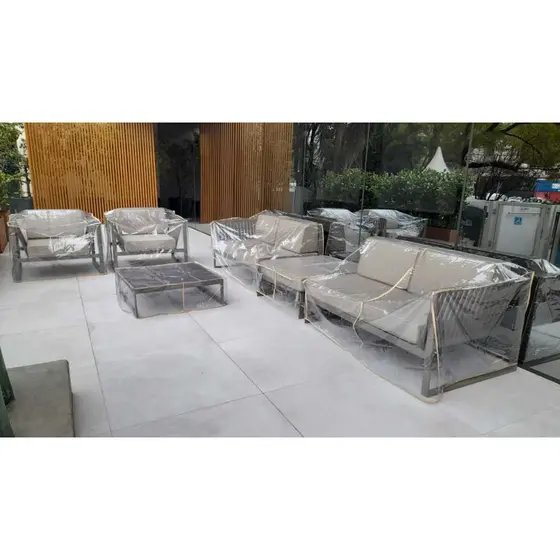Kit Capas Moveis Externo Sofá Poltronas e Champanheira em PVC Cristal Resistente