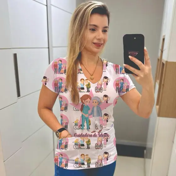 Bata Cuidadora de Idosos e Infantil, Jaleco Privativo Profissional, Cirúrgico para Clínica/Hospital