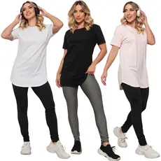 Kit 3 Blusas Feminina Longline Tapa Bumbum Cobre Legging Lisa Academia Fitness