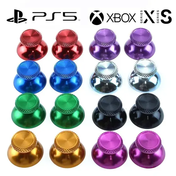 Par de Capa Botão Analógico de Metal Aluminio para Controles Dualsense PS5 Xbox One Series S X