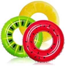 Kit 3 Boia Inflável Grandes 90cm - Frutas/Donuts para Piscina Decorativa Adulto/Criança