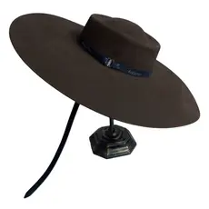 Chapéu Gauchesco Aba 17 Reppetto - Tradicional Gaúcho Flocado Preto com Barbicacho Ajustável