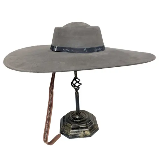 Chapéu Gauchesco Aba 15 Reppetto - Tradicional Flocado com Barbicacho Ajustável e Carneira Conforto