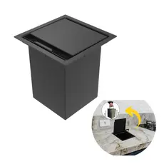 Lixeira De Embutir Quadrada 4l Preta Para Cozinha Balcão de Mármore