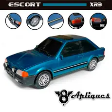 Miniatura Escort XR3 Carrinho + Apliques 4 Rodas Exclusiva 2 Lateral 2 Placas 2 Emblemas