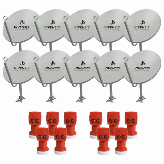 Kit 9 Antena Digital Vivensis Parabolica 60cm Ku + Lnbf Duplo