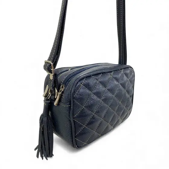 Doras Bolsas Bolsa Feminina Transversal Couro Legítimo Matelassê Luxo 2 Ziper