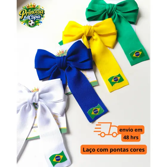 Laços de Cabelo Infantil com Pontas Brasil Luxo