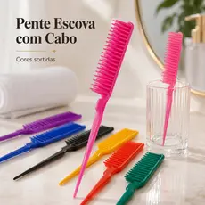 Pente Escova 3 Fileiras Plástico Com Cabo