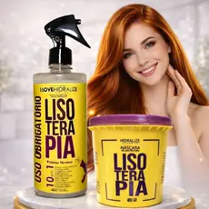 Kit Protetor Térmico Capilar Spray Lisoterapia Uso Obrigatório 500 Ml Máscara Reconstrutora 400g