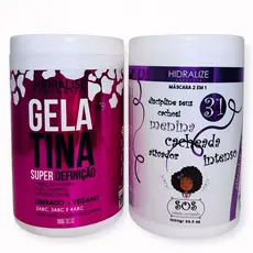 Gelatina Capilar + Creme de Pentear Menina Cacheada Bomba de Cachos Super Definição 1kg