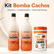 Kit Shampoo E Condicionador Bomba Cachos 1 Litro + Creme De Pentear 1Kg