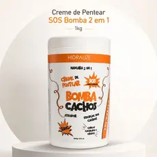 Creme de Pentear 1Kg S.O.S Bomba 2 em 1 Hidralize Cabelos Cachos Definidos e Hidratados