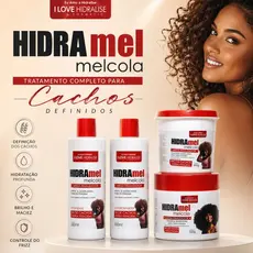 Kit Hidramel Cachos Shampoo Condicionador Máscara Finalizador Definição Tratamento Completo